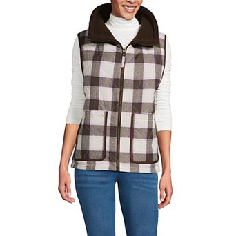 Women's Lands' End Fleece Sherpa Reversible Mixed Media Vest