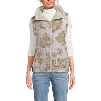 Women's Lands' End Fleece Sherpa Reversible Mixed Media Vest