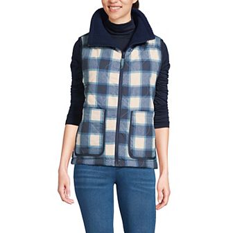 Women's Lands' End Fleece Sherpa Reversible Mixed Media Vest