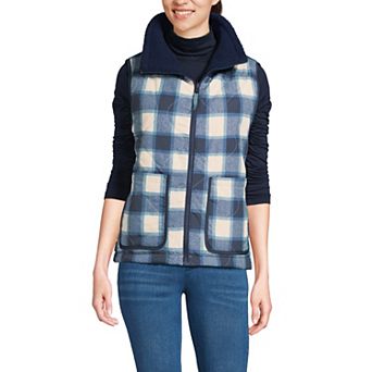 Women's Lands' End Fleece Sherpa Reversible Mixed Media Vest