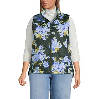 Plus Size Lands' End Print FeatherFree Quilted Insulated Vest