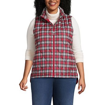 Plus Size Lands' End Print FeatherFree Quilted Insulated Vest