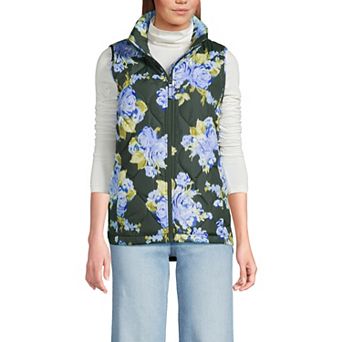 Petite Lands' End Print FeatherFree Quilted Insulated Vest
