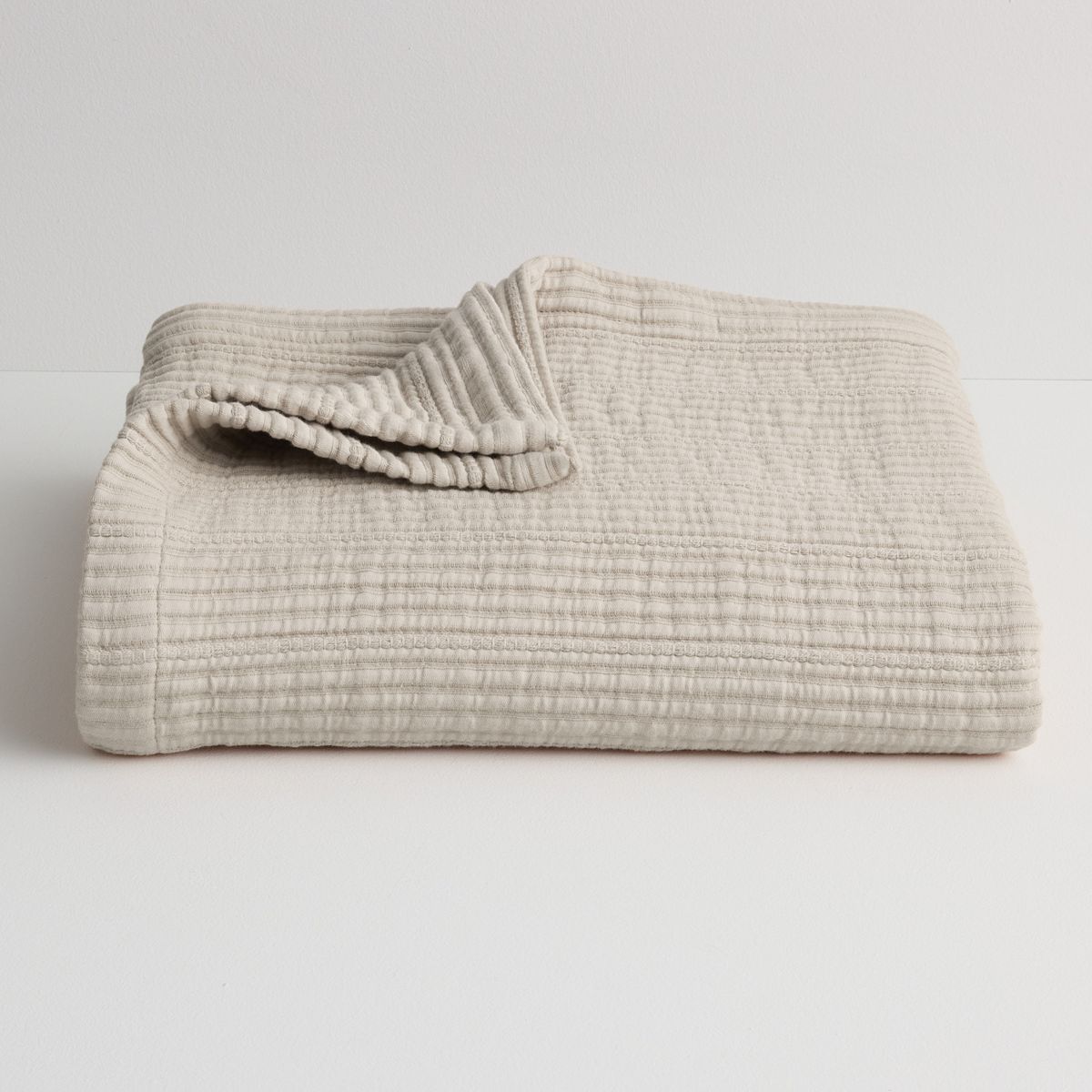 Miryana 100% Cotton Stripe Throw Blanket - Natural