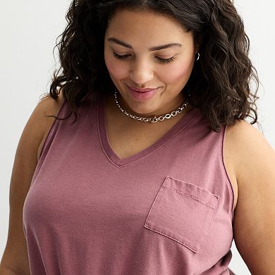 Juniors' Plus Size SO® V-Neck Pocket Tank