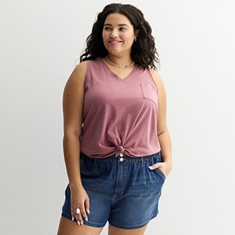 Juniors' Plus Size SO® V-Neck Pocket Tank Top