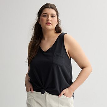 Juniors' Plus Size SO® V-Neck Pocket Tank Top
