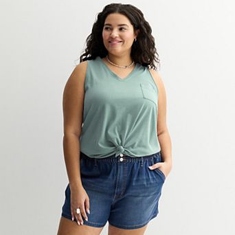 Juniors' Plus Size SO® V-Neck Pocket Tank Top