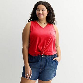 Juniors' Plus Size SO® V-Neck Pocket Tank Top