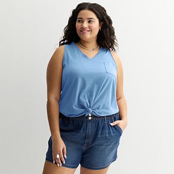 Juniors' Plus Size SO® V-Neck Pocket Tank Top