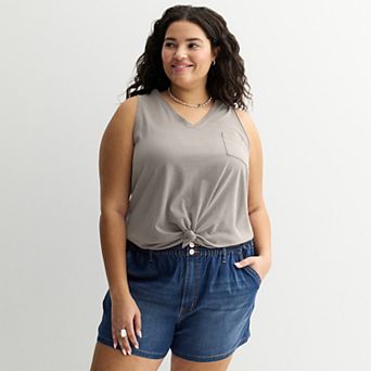 Juniors' Plus Size SO® V-Neck Pocket Tank Top