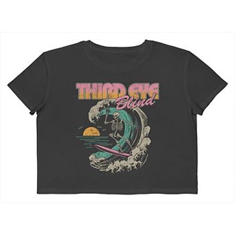 Juniors' Third Eye Blind Surf Skeleton Cropped Graphic Tee