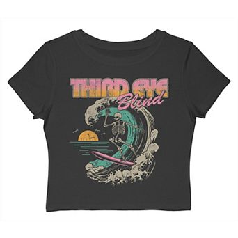 Juniors' Third Eye Blind Surf Skeleton Graphic Baby Tee