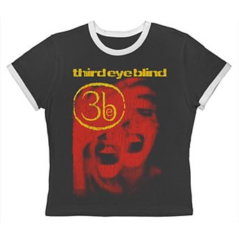 Juniors' Third Eye Blind Screaming 3EB Logo Graphic Ringer Baby Tee