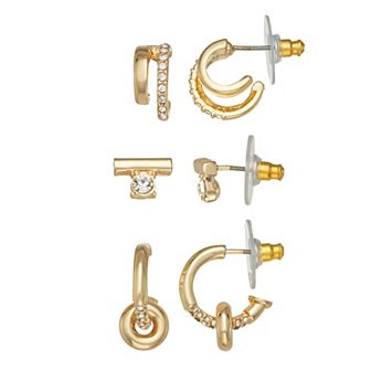 Nine West Gold Tone Trio Post Earrings Set