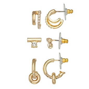 Nine West Gold Tone Trio Post Earrings Set