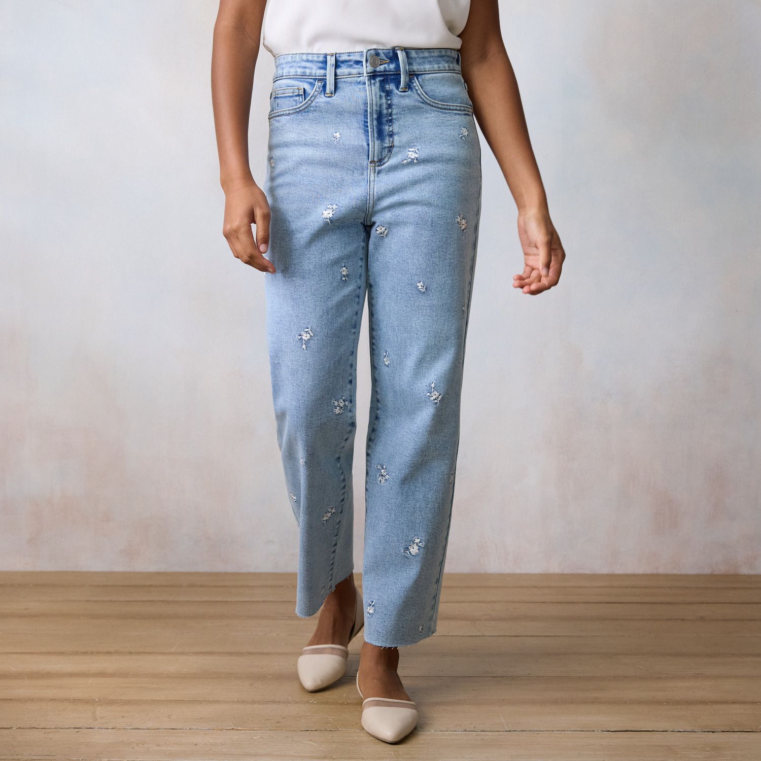 Женские джинсы LC Lauren Conrad Ultra High Rise Straight Ankle with Raw Hem, цвет: Варёный — фото 1