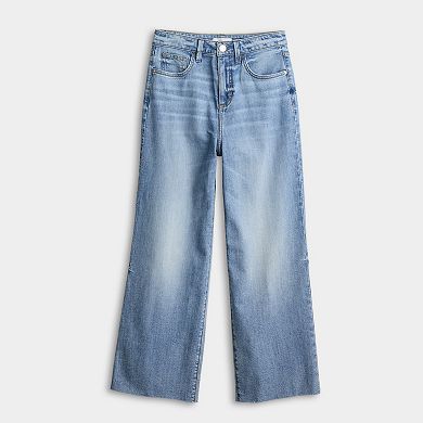 Women's LC Lauren Conrad Super High Rise Wide Leg Ankle Jeans With Raw Hem