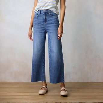 Women's LC Lauren Conrad Super High Rise Wide Leg Ankle Jeans With Raw Hem