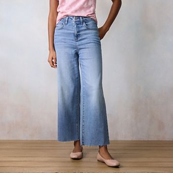 Women's LC Lauren Conrad Super High Rise Wide Leg Ankle Jeans With Raw Hem