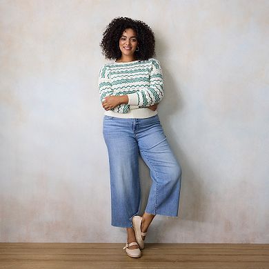 Plus Size LC Lauren Conrad Super High Rise Wide Leg Ankle Jeans