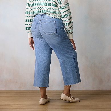 Plus Size LC Lauren Conrad Super High Rise Wide Leg Ankle Jeans