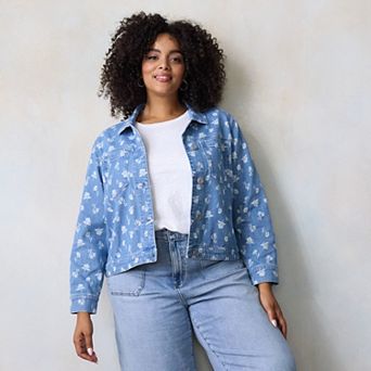 Plus Size LC Lauren Conrad Novelty Denim Trucker Jacket