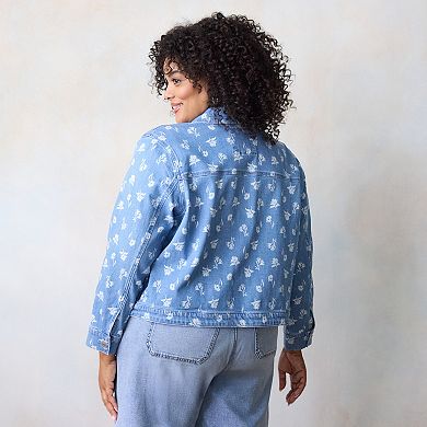 Plus Size LC Lauren Conrad Novelty Denim Trucker Jacket