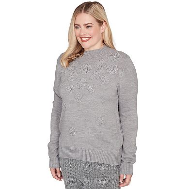 Women's Alfred Dunner Floral Soutache Embroidered Sweater