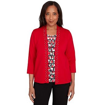 Women's Alfred Dunner Geometric Inner Two in One Sweater