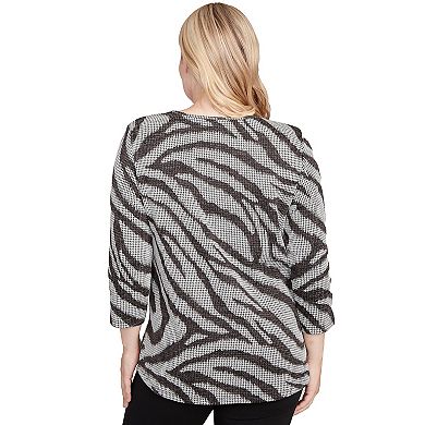 Women's Alfred Dunner Animal Houndstooth Top with Necklace