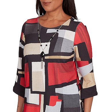 Women's Alfred Dunner Knit Colorblock Top with Necklace