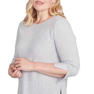 Women's Alfred Dunner Heat Set Embellished Solid Knit Top