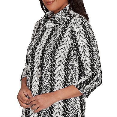 Women's Alfred Dunner Cable Jacquard Knit Top with Necklace