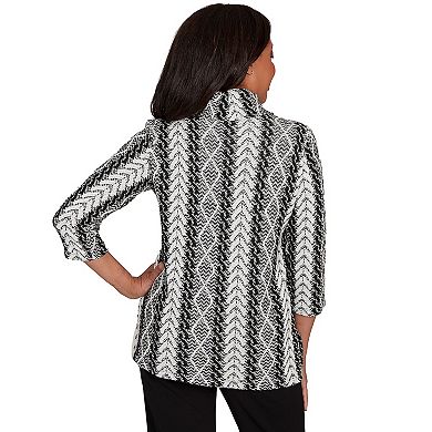 Women's Alfred Dunner Cable Jacquard Knit Top with Necklace