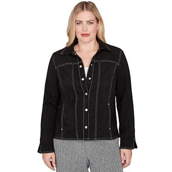 Women's Alfred Dunner Print Lining Faux Suede Jacket