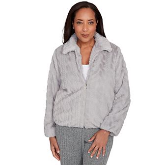 Women's Alfred Dunner Sculpted Faux Fur Zip-Up Jacket