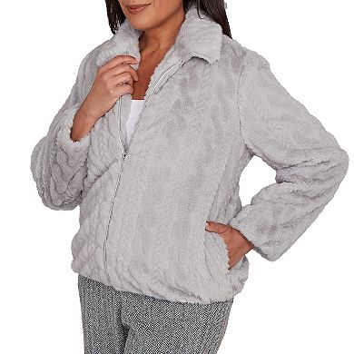 Women's Alfred Dunner Sculpted Faux Fur Zip-Up Jacket