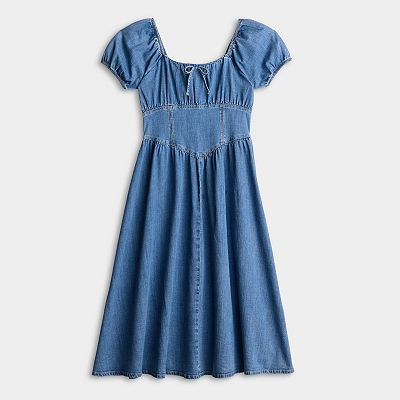 white christmas dresses Summer Denim Pleat Sleeve Top – Tibi Official