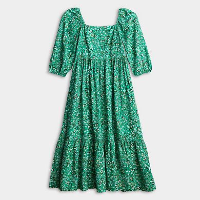 Women's LC Lauren Conrad Square Neck Puff 3/4 Sleeve Midi Dress