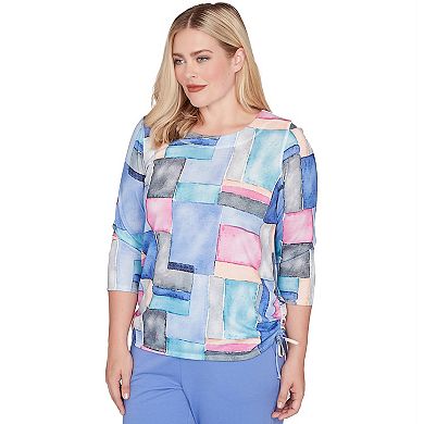 Women's Alfred Dunner Tie Side Ruched Colorblock Top