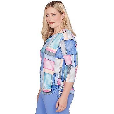Women's Alfred Dunner Tie Side Ruched Colorblock Top