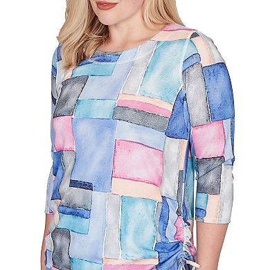 Women's Alfred Dunner Tie Side Ruched Colorblock Top