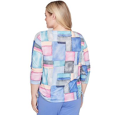 Women's Alfred Dunner Tie Side Ruched Colorblock Top