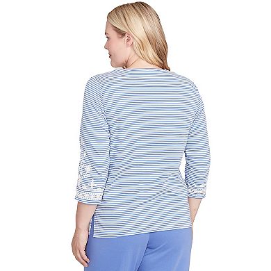 Women's Alfred Dunner Embellished Striped Crew Neck Top