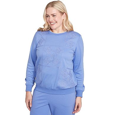 Women's Alfred Dunner Embroidered Patchwork Long Sleeve Top