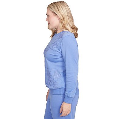 Women's Alfred Dunner Embroidered Patchwork Long Sleeve Top