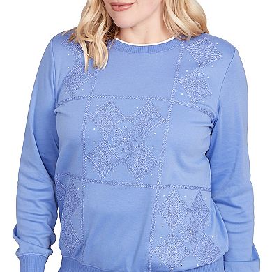 Women's Alfred Dunner Embroidered Patchwork Long Sleeve Top