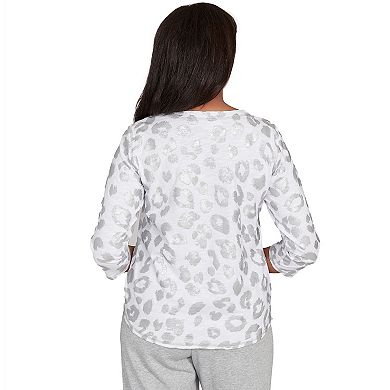 Women's Alfred Dunner Monotone Crew Neck Animal Print Top