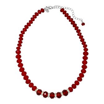 1928 Adjustable Red Faceted Bead Crystal Necklace